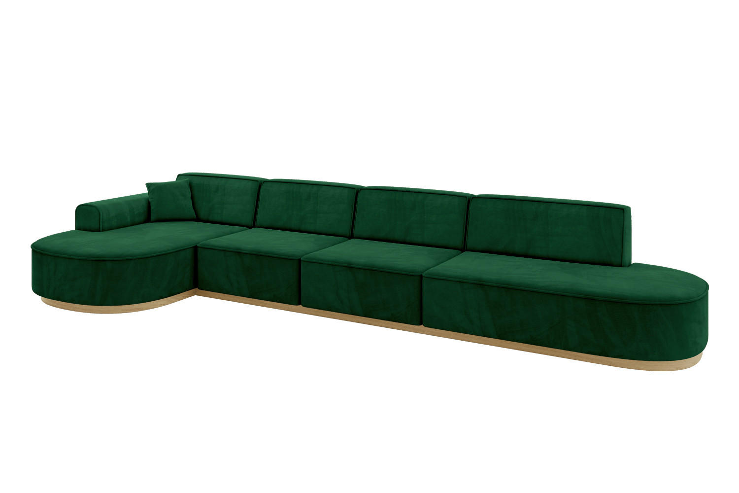 ECKSOFA Ottomane Links MARI-L3-v2 - 413x171x83 cm Dunkelgrün Velours - Dunkelgrün, Holzwerkstoff/Textil (413/171cm) - ALTDECOR