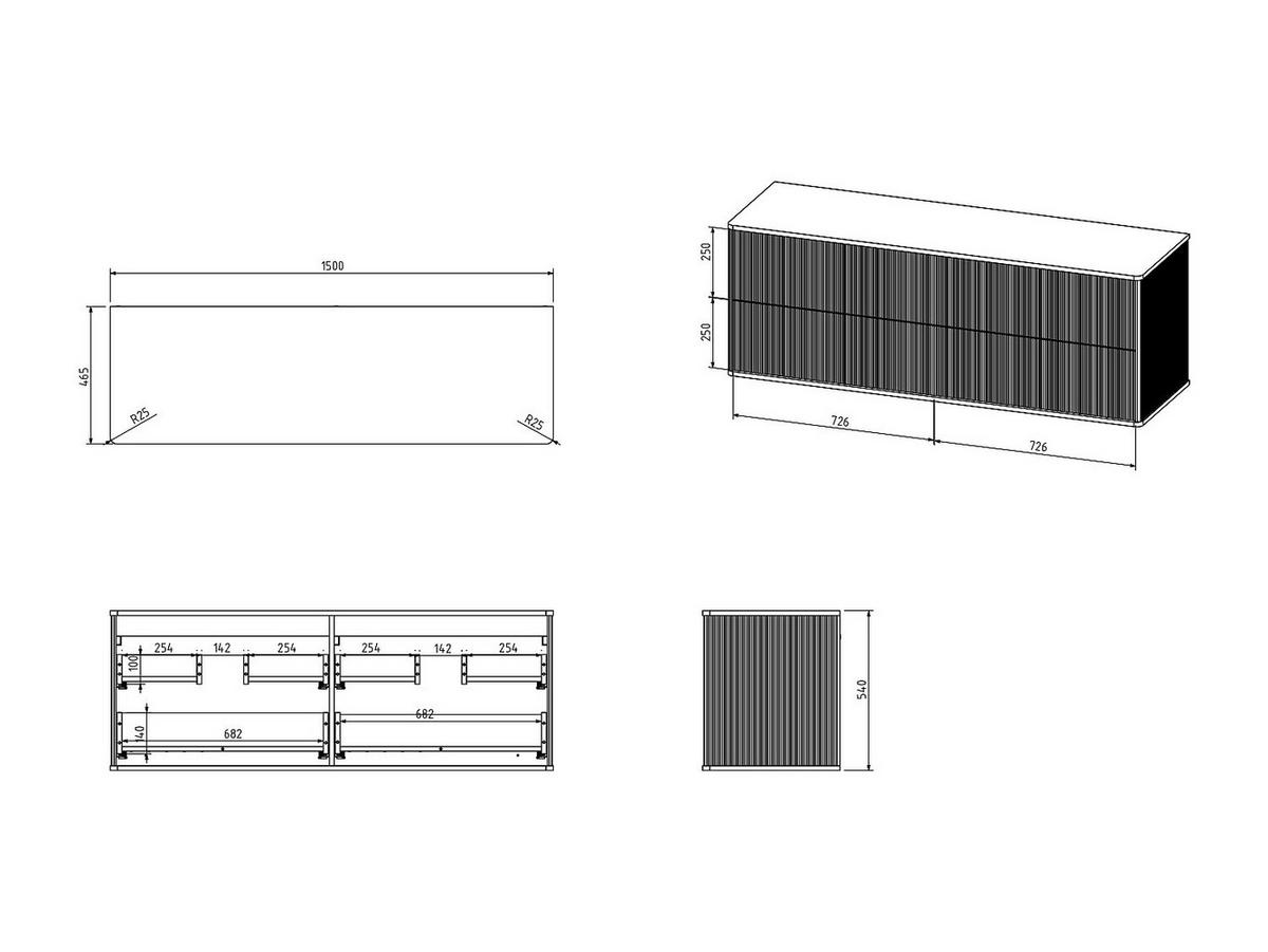 WASCHBECKENUNTERSCHRANK - 150cm x 47cm - MDF - weiß - KELIZA - Weiß, Holz (150/54/47cm) - Vente-Unique
