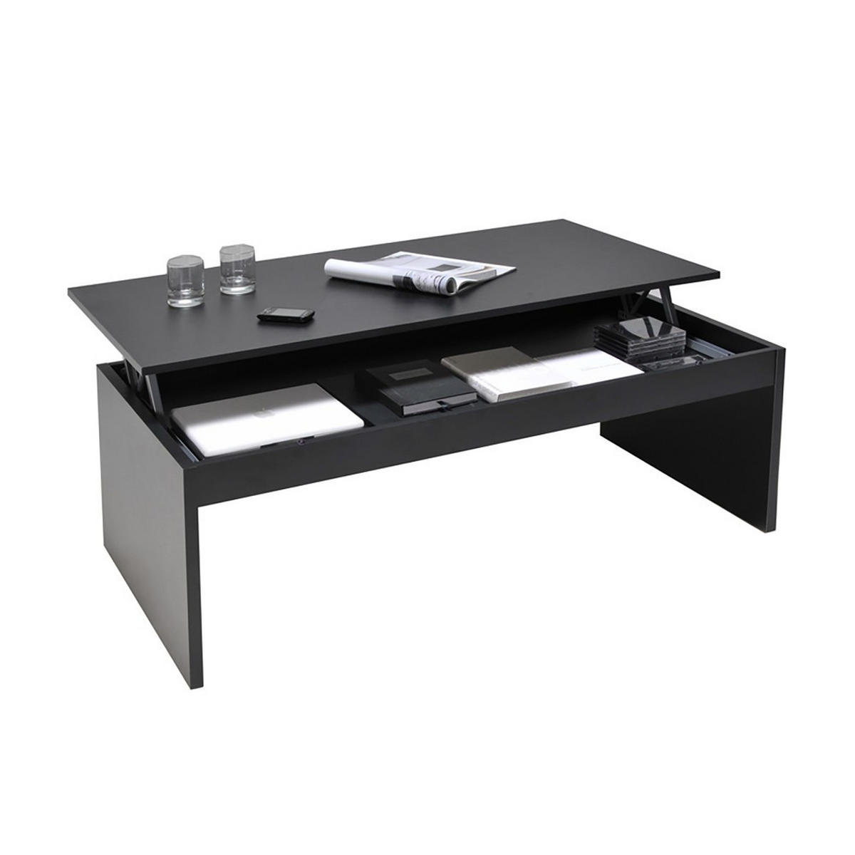 COUCHTISCH Klapptisch DARWIN 100x50cm / Schwarz - Schwarz, Holzwerkstoff (100/50/43cm) - Weber Industries
