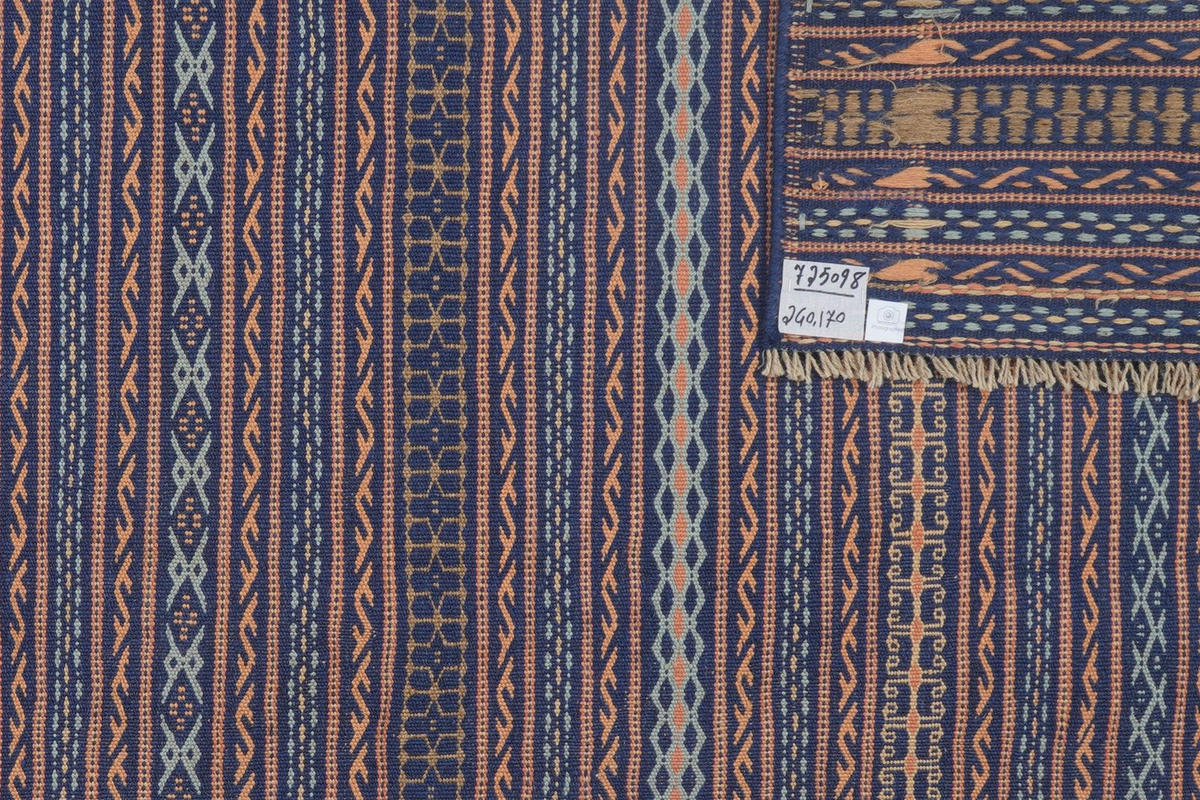 KELIM-TEPPICH handgewebt Kordi Blau 240/170 cm Schurwolle - Blau, Textil (170/240cm) - Looma