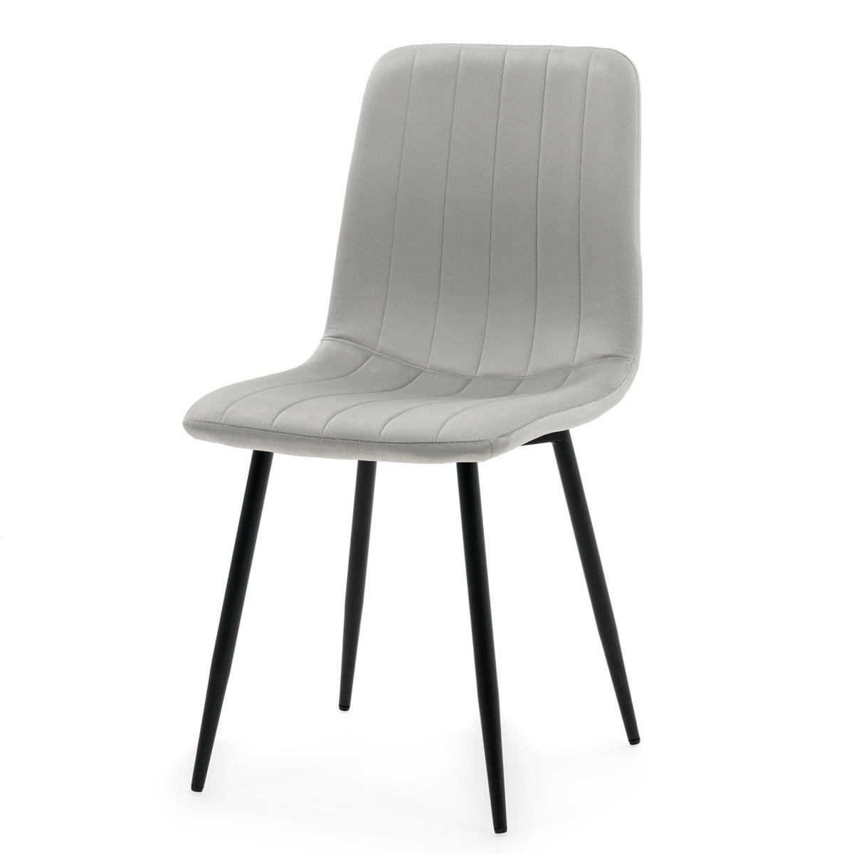 STUHL GELA gepolstert mit Steppung - hellgrau - Samt Velours - Hellgrau/Schwarz, Textil/Metall (45/89/53cm) - NEW HOME