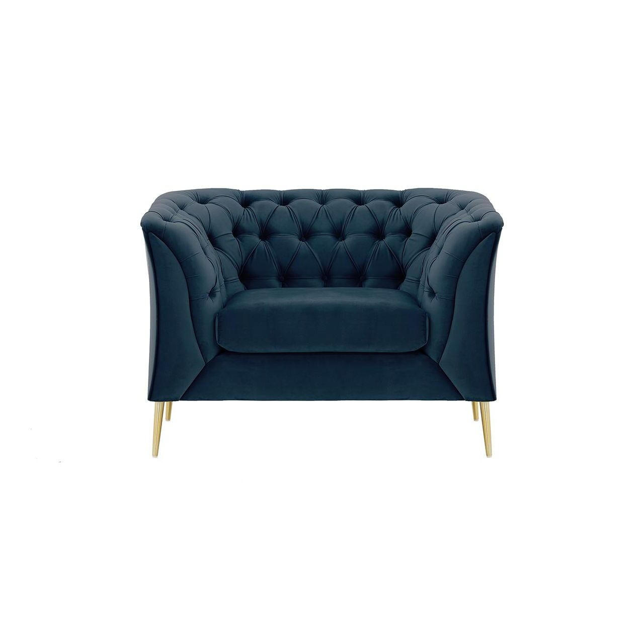 SESSEL Chesterfield Modern-Velluto 11 - Dunkelblau, Holz/Textil (106/74/80cm)
