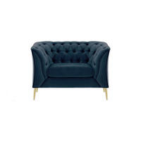 SESSEL Chesterfield Modern-Velluto 11 - Dunkelblau, Holz/Textil (106/74/80cm)