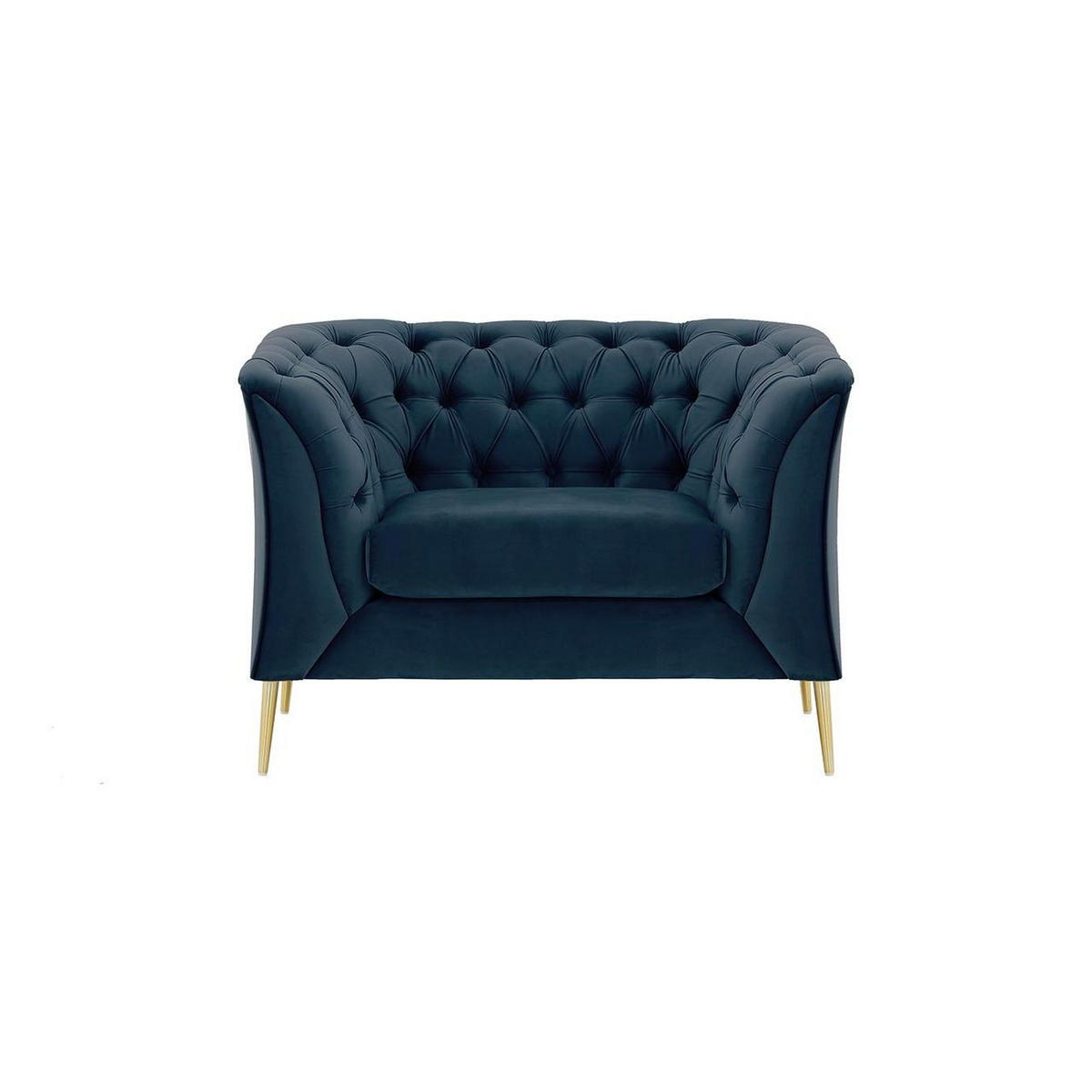 SESSEL Chesterfield Modern-Velluto 11 - Dunkelblau, Holz/Textil (106/74/80cm)
