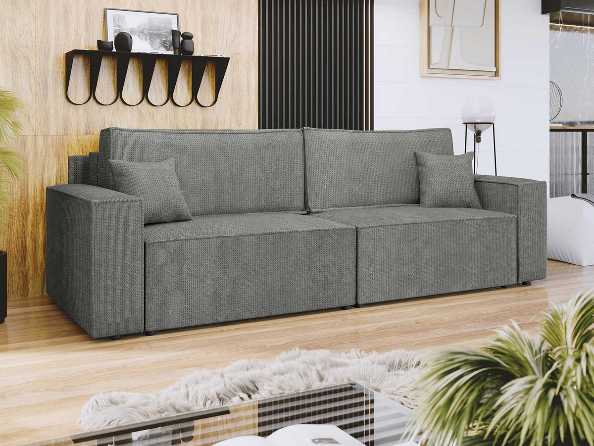 SCHLAFSOFA Karl mit L-Funktion - Schwarz/Grau, Holz/Kunststoff (245/82/139cm) - MIRJAN24