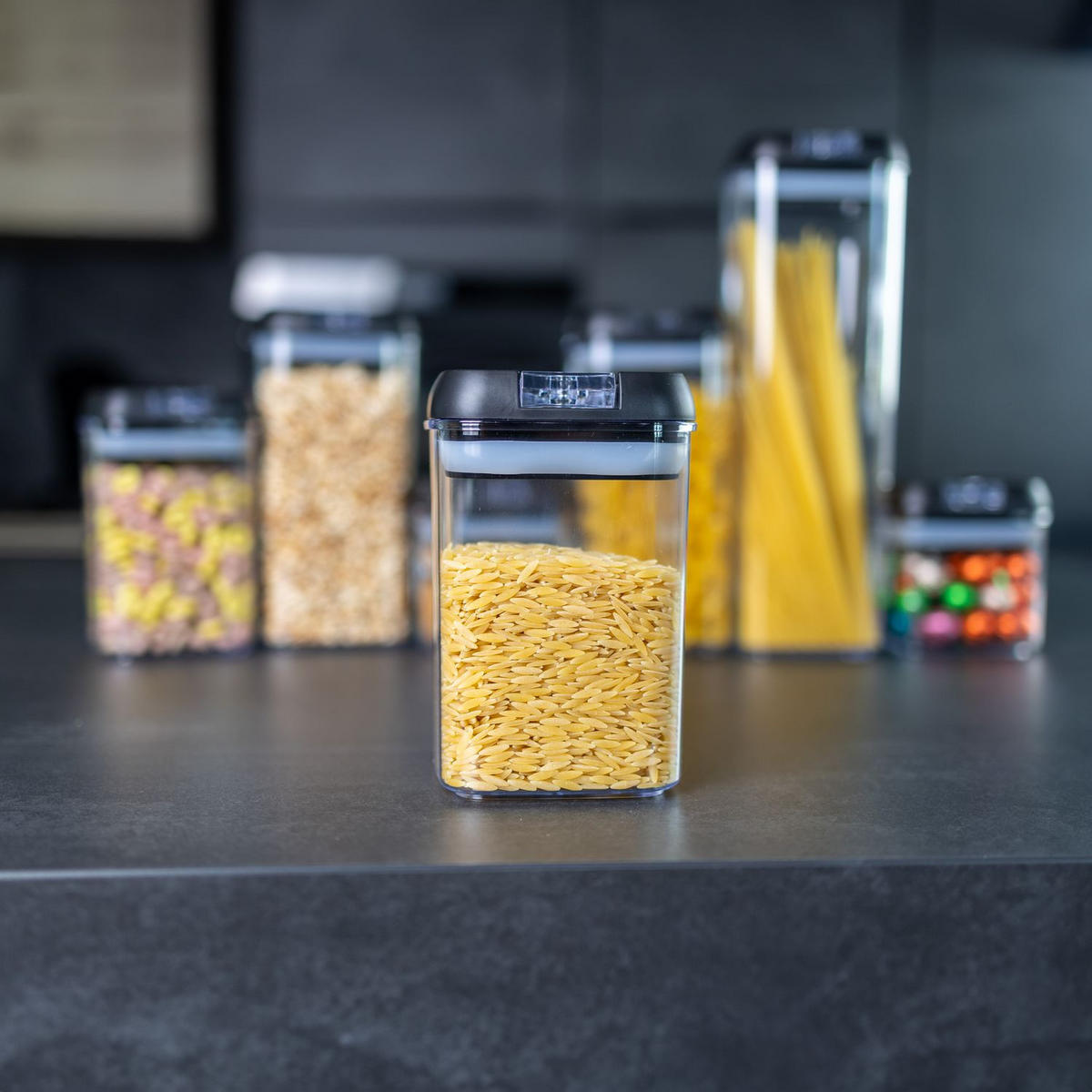 VORRATSDOSEN Set Aufbewahrungsboxen (7-tlg.) - Schwarz, Kunststoff - Intirilife