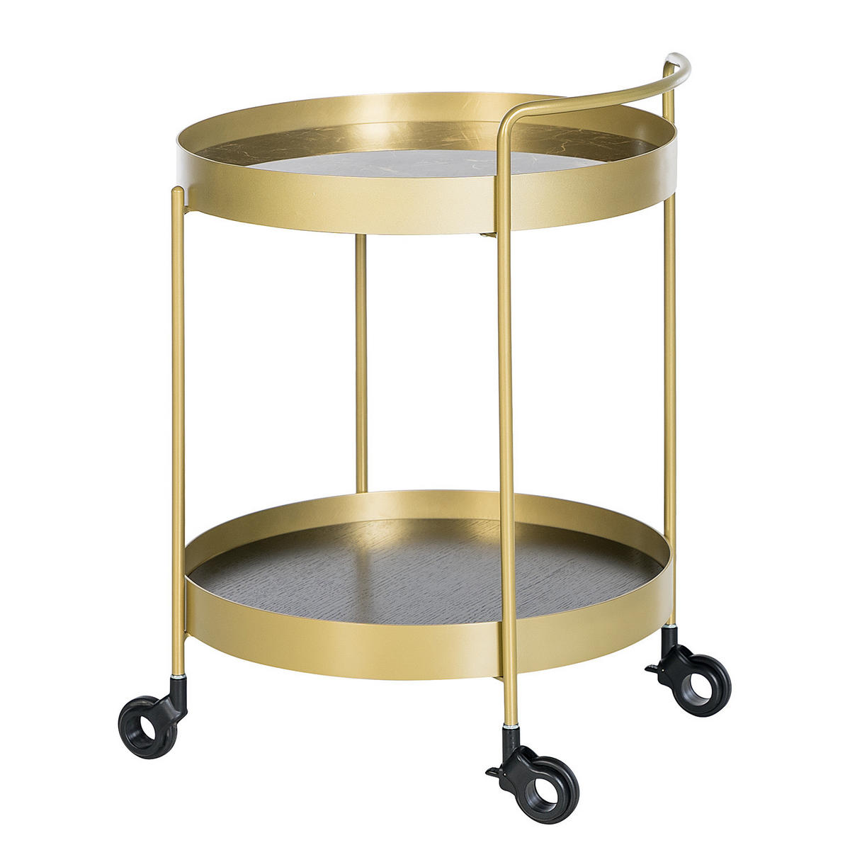 SERVIERWAGEN - Keramik / Stahl - Marmor Braun Dekor / Gold - Eichefarben/Goldfarben, Keramik/Holzwerkstoff (46/63/47cm) - home24