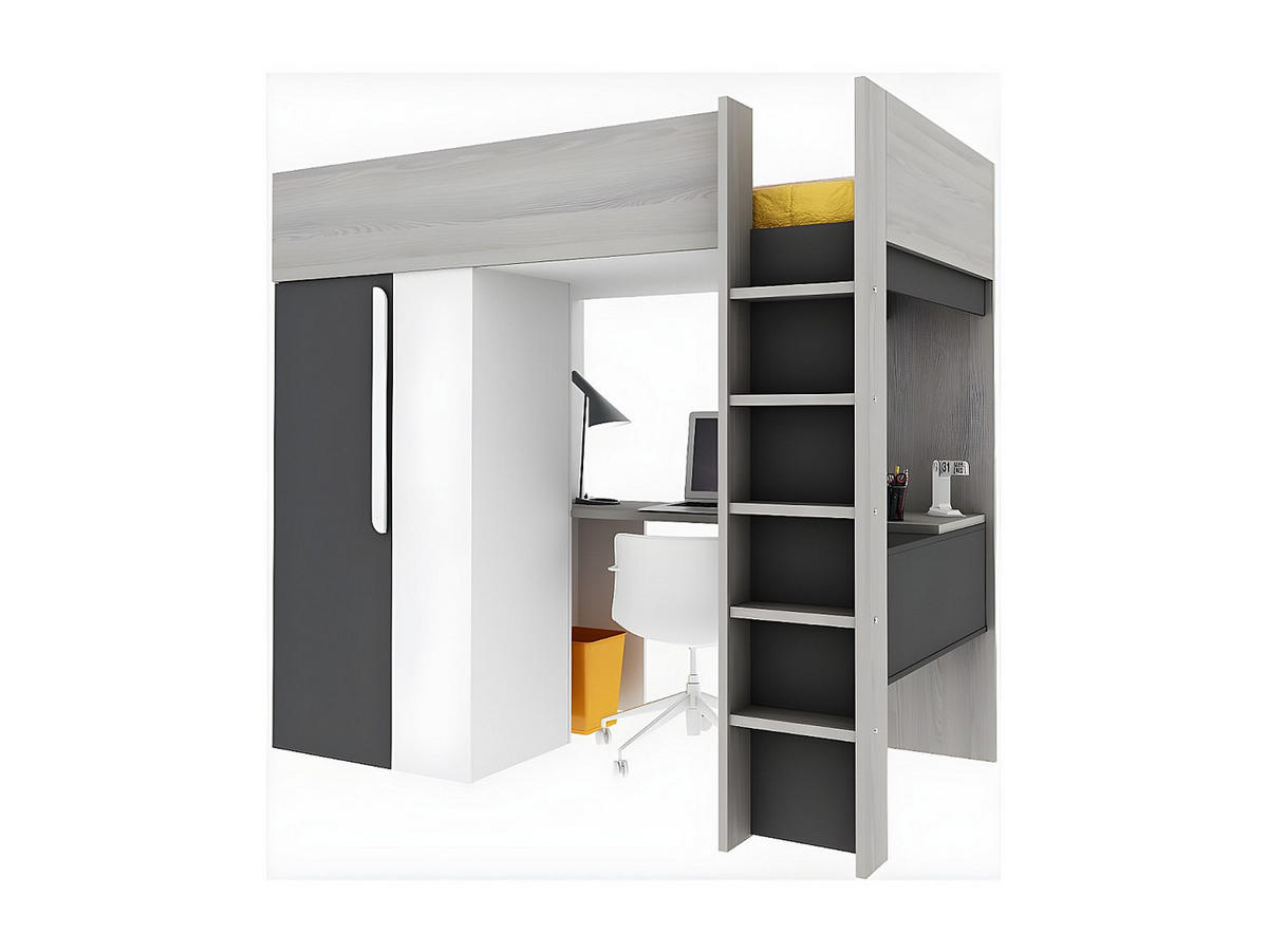 HOCHBETT - 1 -Sitzer - Holzspan - anthrazitgrau, weiß - NICOLAS - Anthrazit, Holz (110/205.2cm) - Vente-Unique