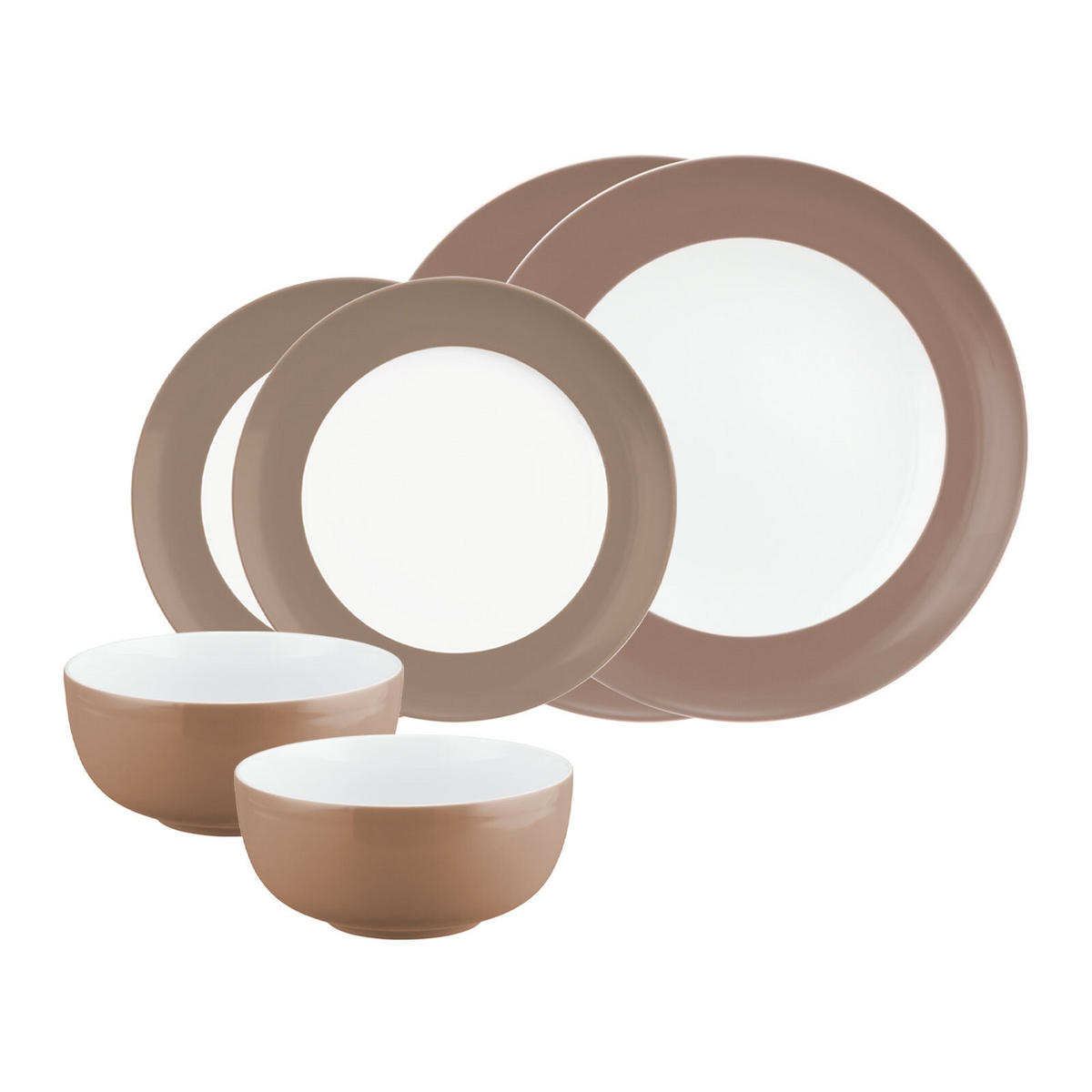 BASIC-SET Liberty Pure Colors Cocoa Brown 6er Set - Braun, Keramik (1/1/1cm) - Seltmann Weiden