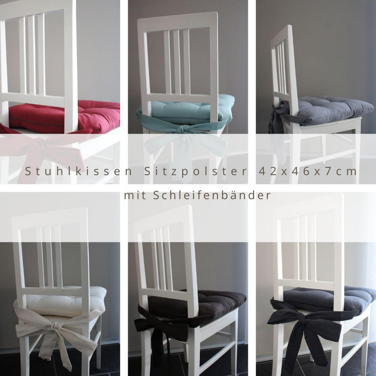 STUHLKISSEN Fino mit Schleifenband 2er Set grau - Grau, Textil (46/42/7cm) - Magma Heimtexx