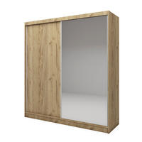 SCHWEBETÜRENSCHRANK PATRIZIA 200/216/61 cm 2-türig mit Spiegel Eiche Artisan - Eiche Artisan, Holzwerkstoff (200/216/61cm) - MASSENO