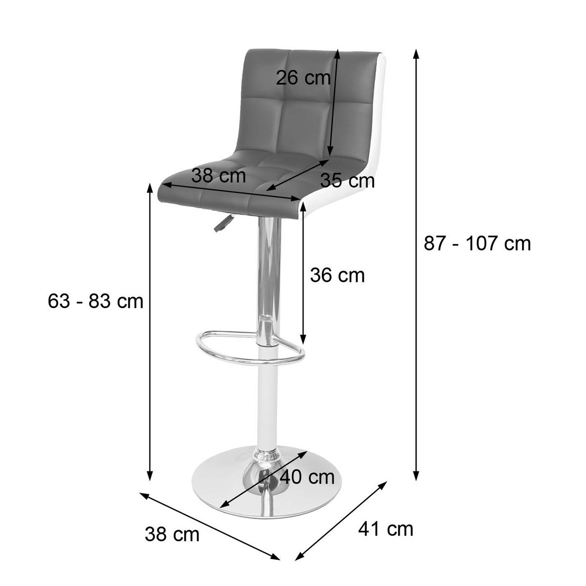BARHOCKER 2er-Set gepolstert mit Lehne Sitzhöhe 63-87cm höhenverstellbar Stoff/Textil Dunkelgrau Kunstleder Weiß - Grau, Textil (38/107/41cm) - PROREGAL
