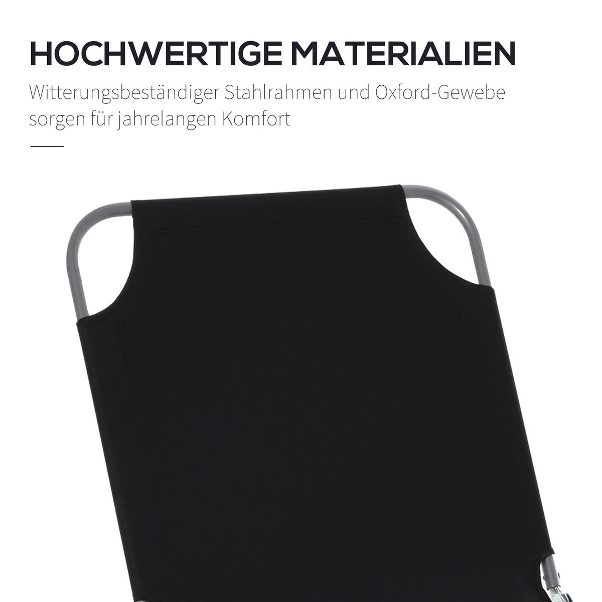 GARTENLIEGE bis 120 kg belastbar für Balkon, Terrasse, Oxford, Schwarz - Schwarz, Metall (55/24/187cm) - Outsunny