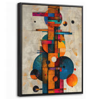 LEINWAND Bilder mit Rahmen - Vintage - Moderne Kunst - Orange - Geometrische Formen - 30x40 - Multicolor, Textil (30/40cm) - MuchoWow