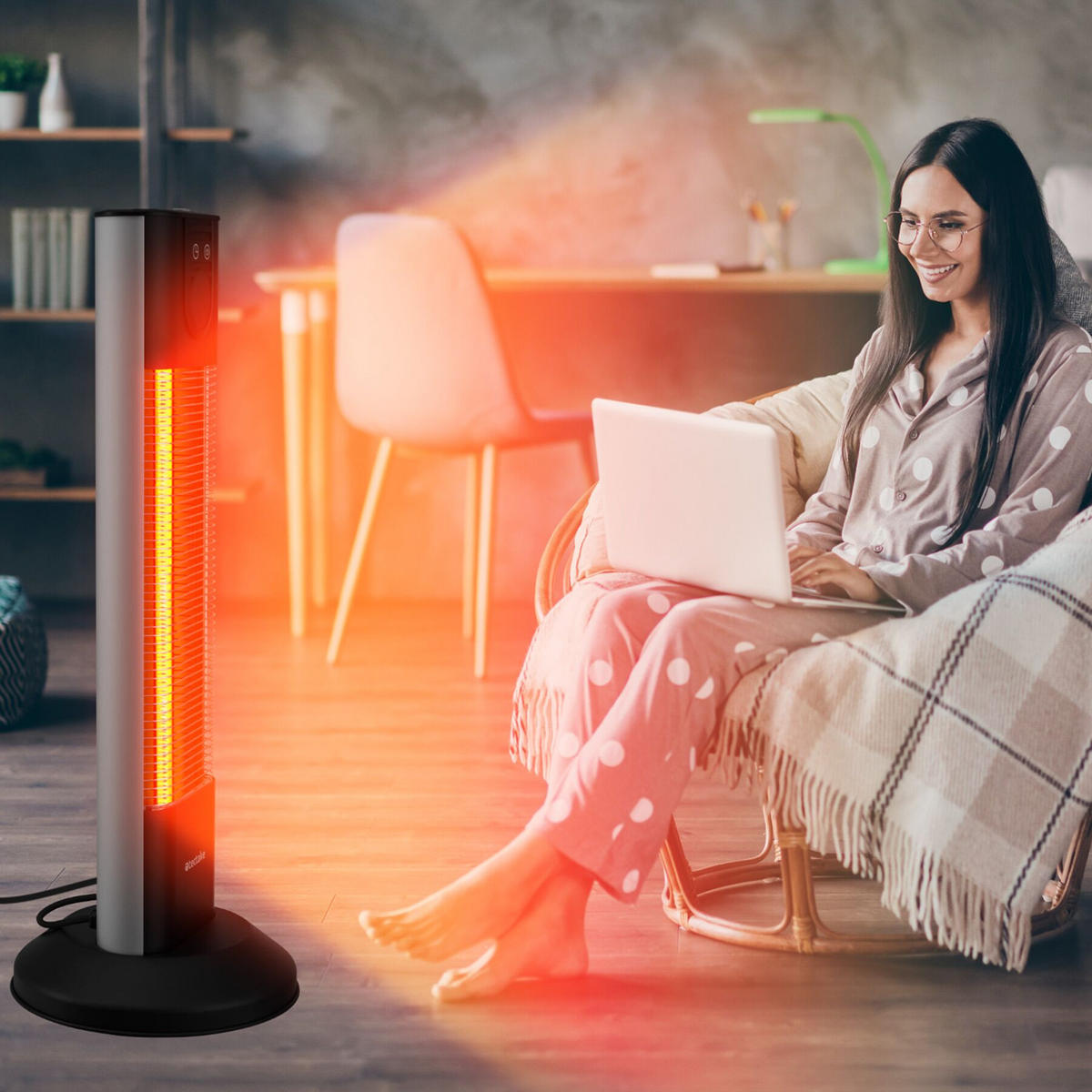 INFRAROTHEIZSTRAHLER Solaris Terra,29 x 29 x 76,5 cm,schwarz - Schwarz, Metall (29/76.5/29cm) - tectake