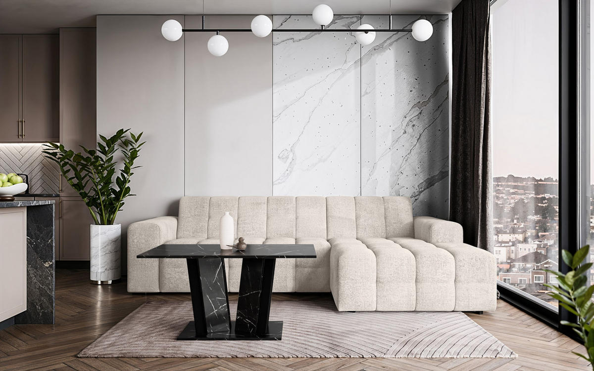 COUCHTISCH 100 cm in Schwarzer Marmor-Optik - Schwarz, Holzwerkstoff (60/100/55cm) - Home Collective