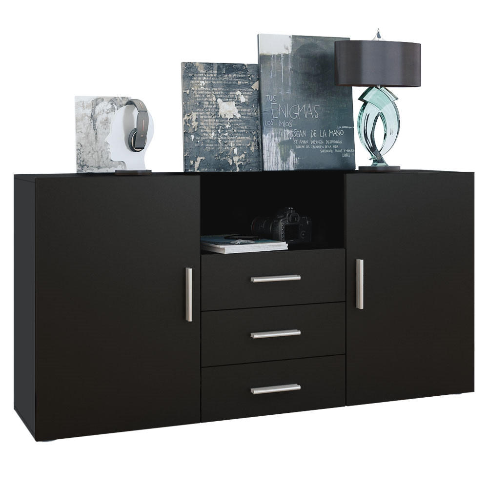 Vladon Sideboard Schwarz 138.5x71.5x35 cm