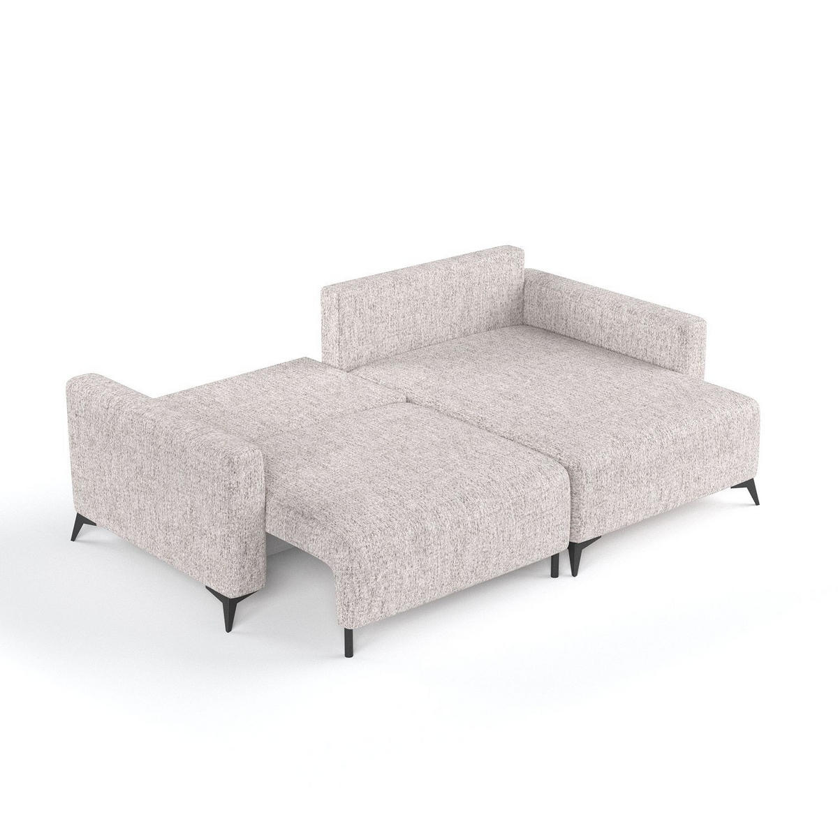 ECKSOFA NUVIO mit Schlaffunktion Beige im Neve Stoff - Beige/Schwarz, Holz/Holzwerkstoff (239/148cm) - AltaBeds