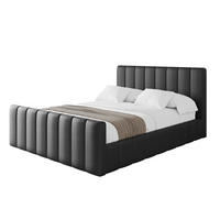 POLSTERBETT mit Bettkasten, Fußteil und Lattenrost, Boxbett mit Matratze H3/H4 - FINO-Z 180x200 Schwarz Kunstleder - Schwarz Hochglanz, Holzwerkstoff/Textil (180/200cm) - ALTDECOR