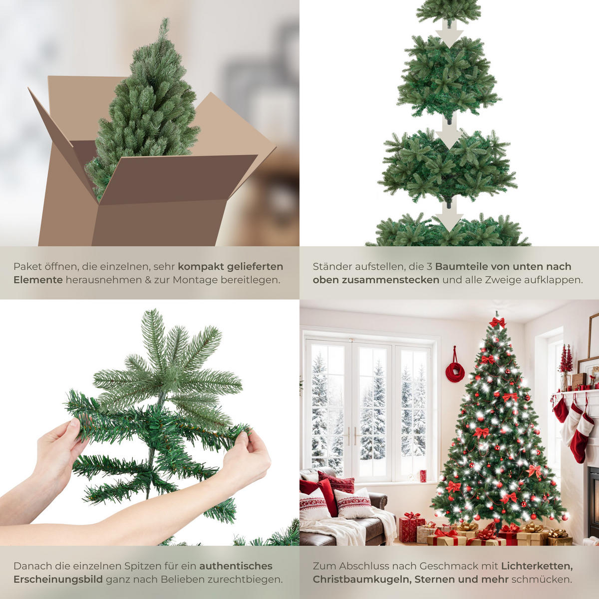 WEIHNACHTSBAUM Prancer,pulverbeschichteter Metallständer mit Kunststoffkappen,grün - Grün, Kunststoff (230cm) - tectake