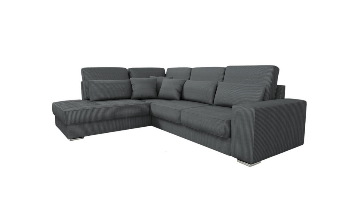 ECKSOFA Nevio Xl In Scala - Dunkelgrau, Holzwerkstoff/Textil (312/226cm) - Fun Möbel
