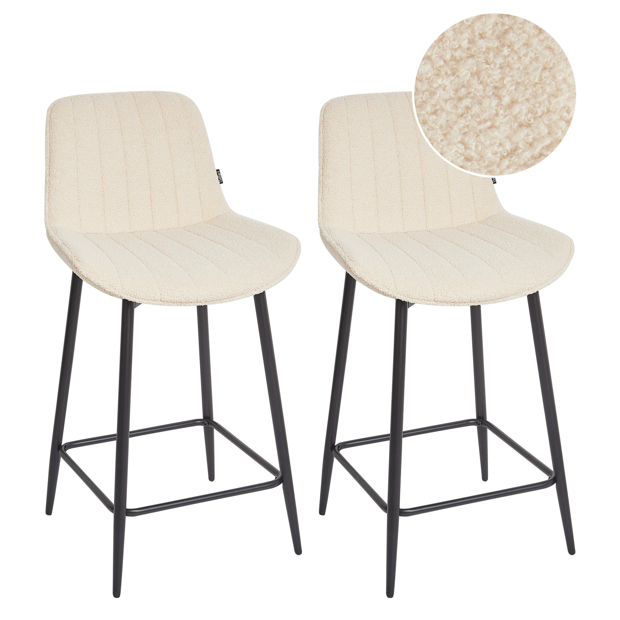 BARSTUHL 2er-Set Bouclé HellbeigeDubrovnik - Beige, Textil (49/94/52cm) - Beliani