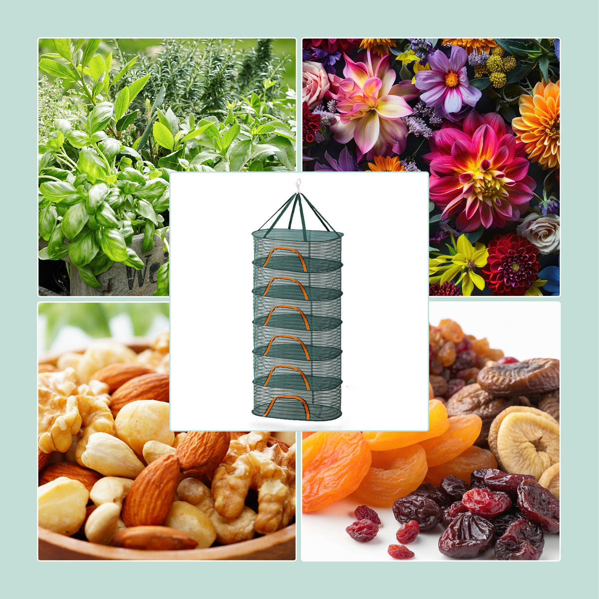 TROCKENNETZ - Dunkelgrün, Kunststoff/Textil (60/158/40cm) - Relaxdays