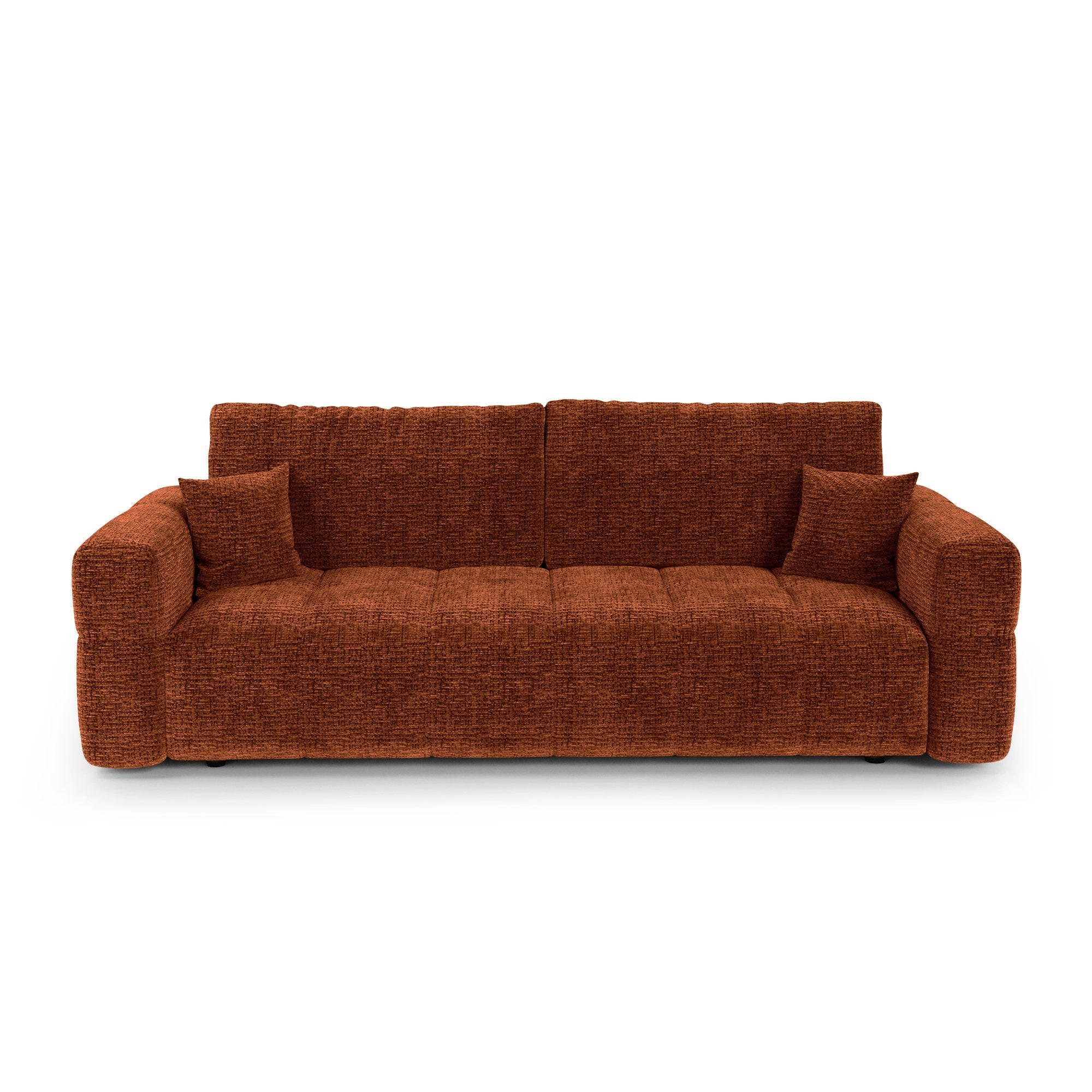 SCHLAFSOFA mit Stauraum VIBE Kettgewebe mit weichem Griff Terrakotta 247cm - Dunkelorange/Terracotta, Textil (247/90/102cm) - Premium Interiors