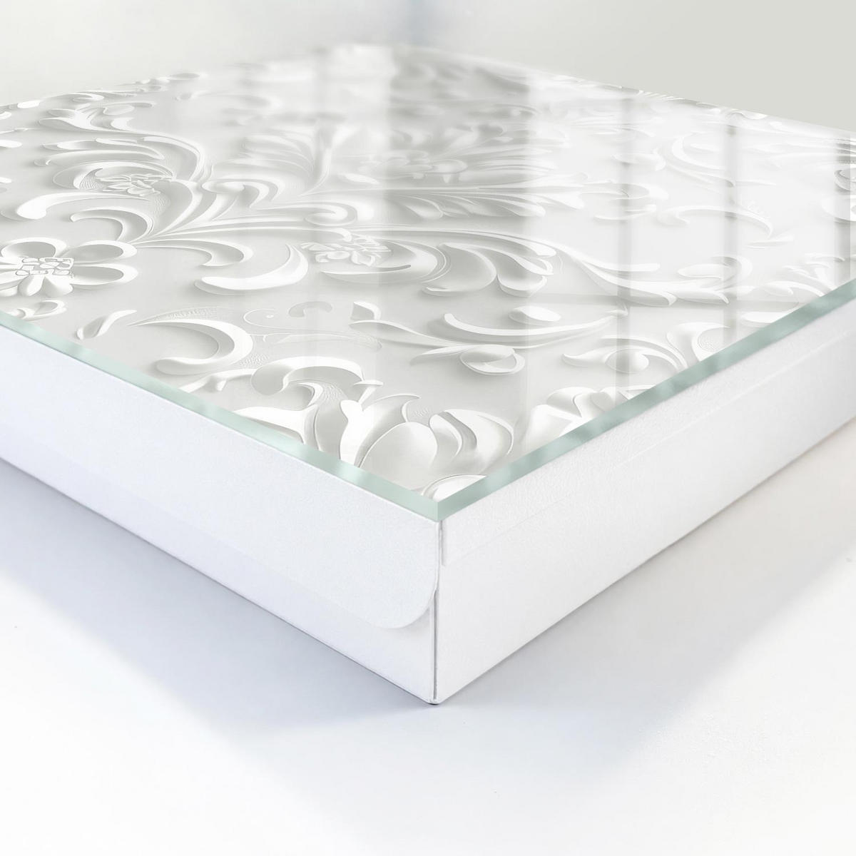 SCHLÜSSELBOX Weiß 30x30 cm – Türöffnung nach rechts - Reicher Schmuck - Weiß, Metall (30/30/5cm) - TULUP