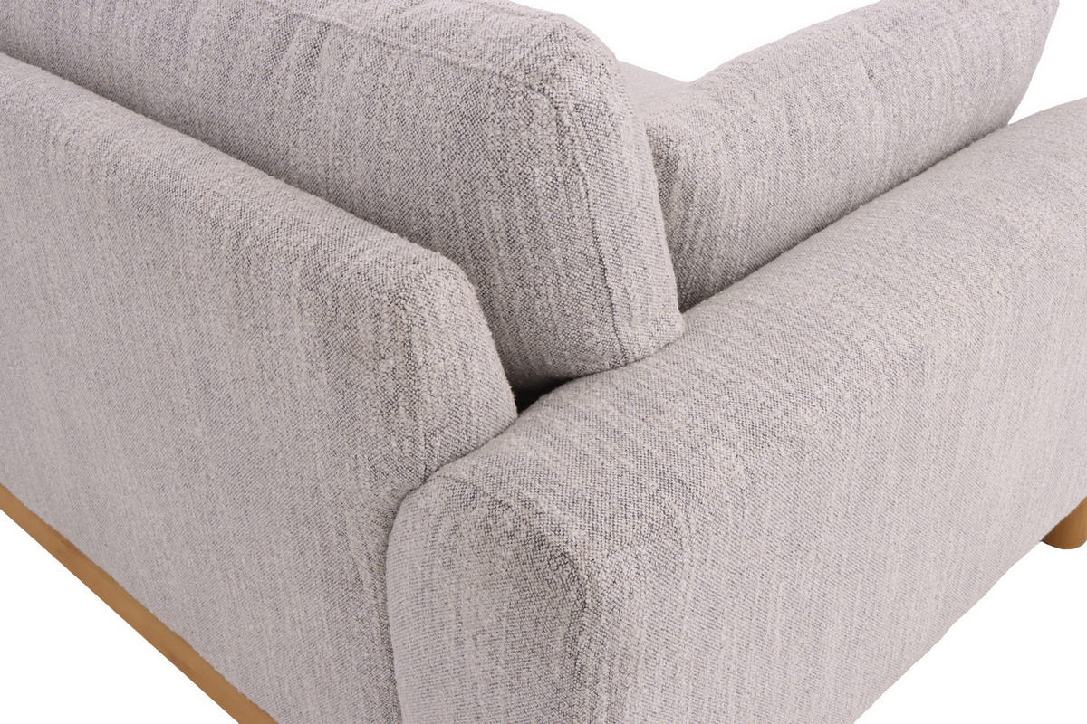 SOFA Celeste, 3-Sitzer, Natur Massiveiche + grauer Stoff - Grau, Holz (250/87/102cm) - WOODEK