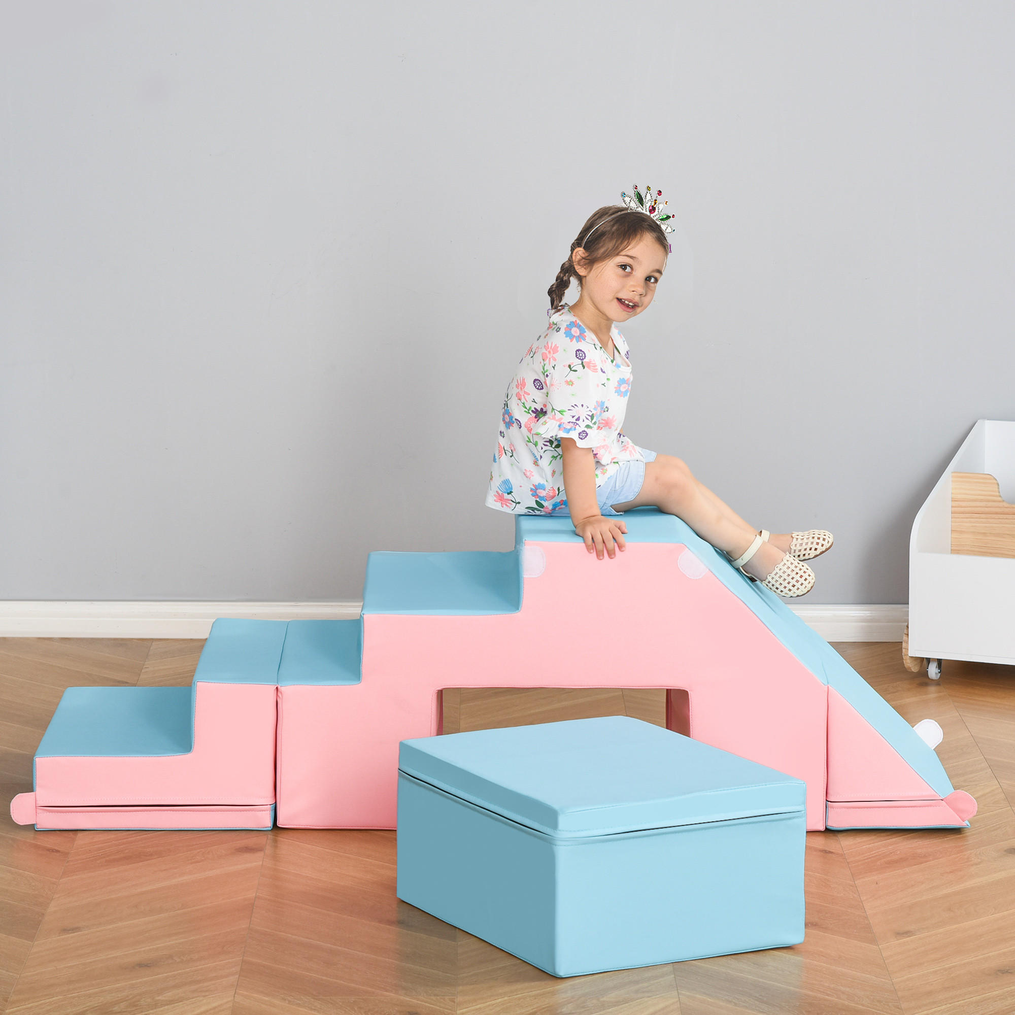 KINDER-SOFTPLAY-SET - Rosa, Kunststoff (49/47/147cm) - HOMCOM
