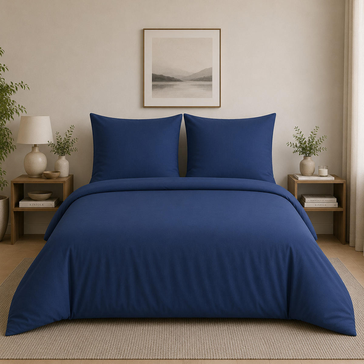 BETTWÄSCHE 3-teilig 200/200 cm UNI BLAU - Dunkelblau, Textil (200/200cm) - ROLFNERS