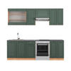 KÜCHENZEILE Fame-Line Grün-Gold Landhaus/Goldkraft Eiche 240 cm AP Anthrazit - Eiche Wotan/Grün, Holzwerkstoff (240/81.6/60cm) - Vicco