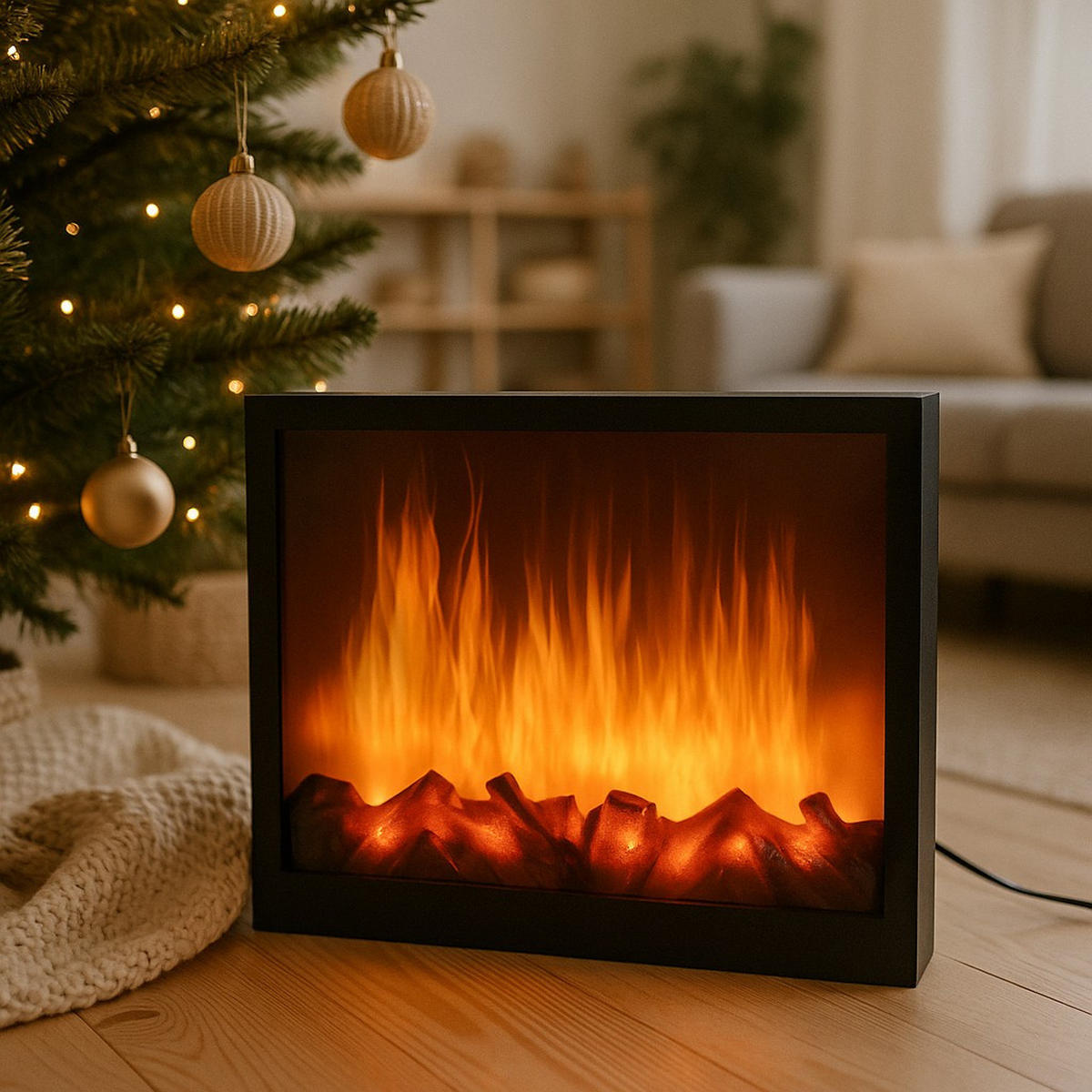 ELEKTROKAMIN LED Weihnachtsdeko 41/25 cm - Schwarz, Kunststoff (11/25/41cm) - Home Styling Collection