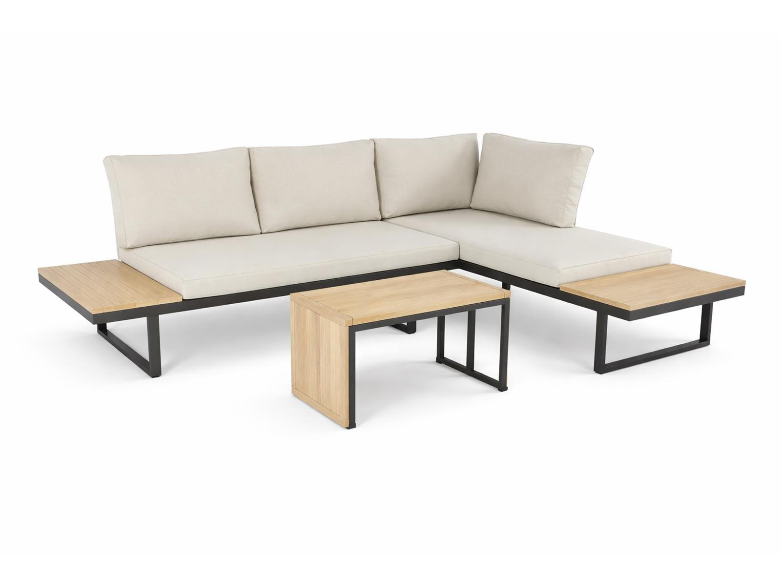 GARTEN-ECKLOUNGE Celano Beige Aluminium für 4 Personen - Grau, Kunststoff - Green Spirit