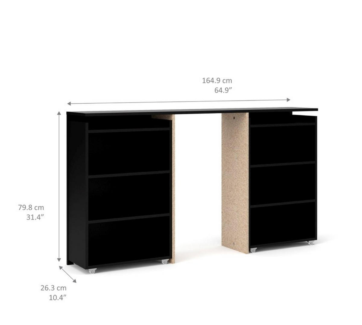 KOPFENDE, Nada, Schwarz, Spanplatte foliert, 165 x 26 x 80 cm - Schwarz, Holzwerkstoff (165/80/26cm) - ebuy24