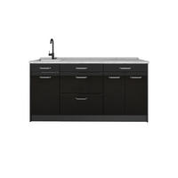 KUHINJSKI BLOK R-Line, Sjajna Crna/Antracit, 160 cm marmer werkblad - crna visoki sjaj/antracit, drvni materijal (160/81.6/60cm) - Vicco
