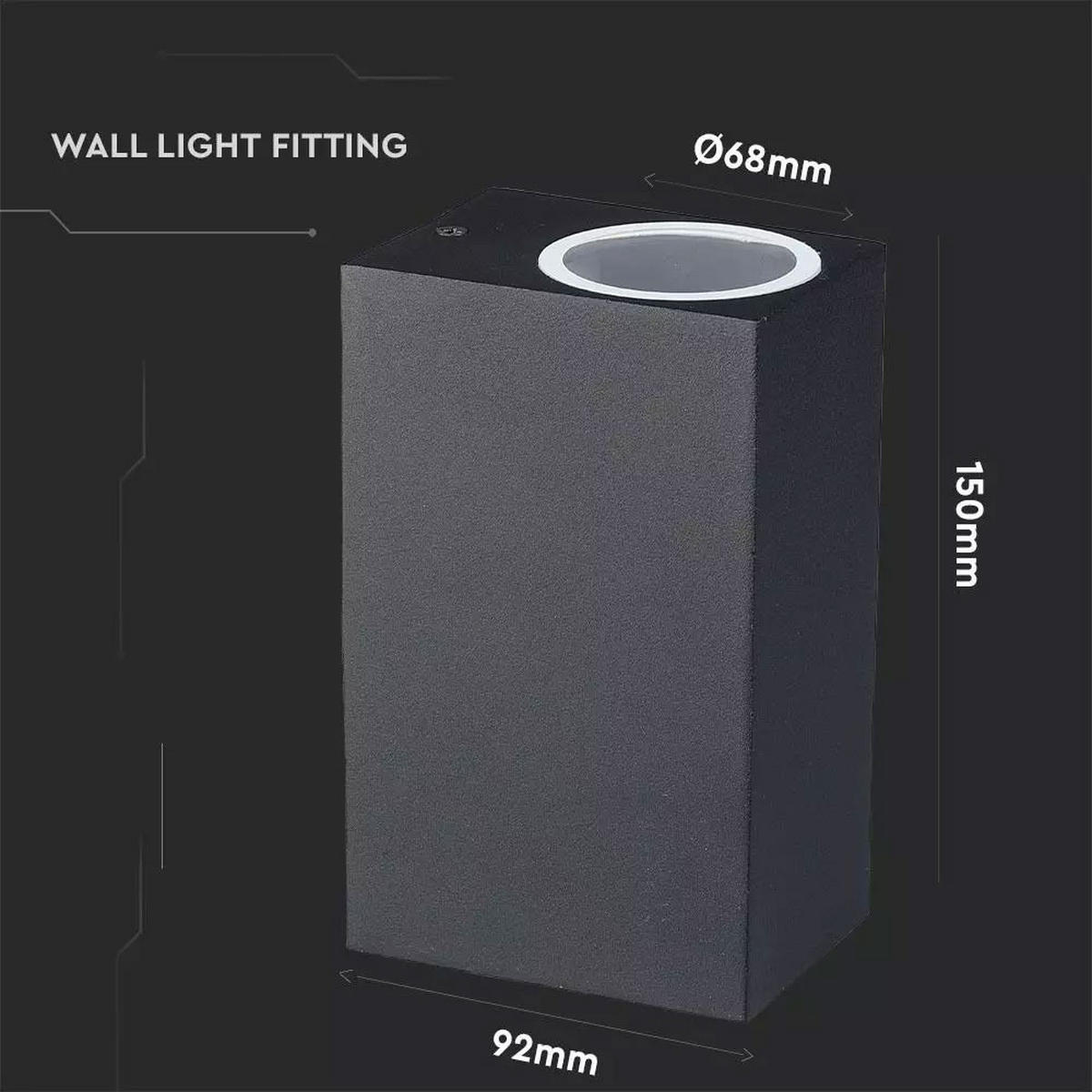 LED AUSSEN-WANDLEUCHTE Aluminium Schwarz - Schwarz, Metall (6.8/15/9.2cm)
