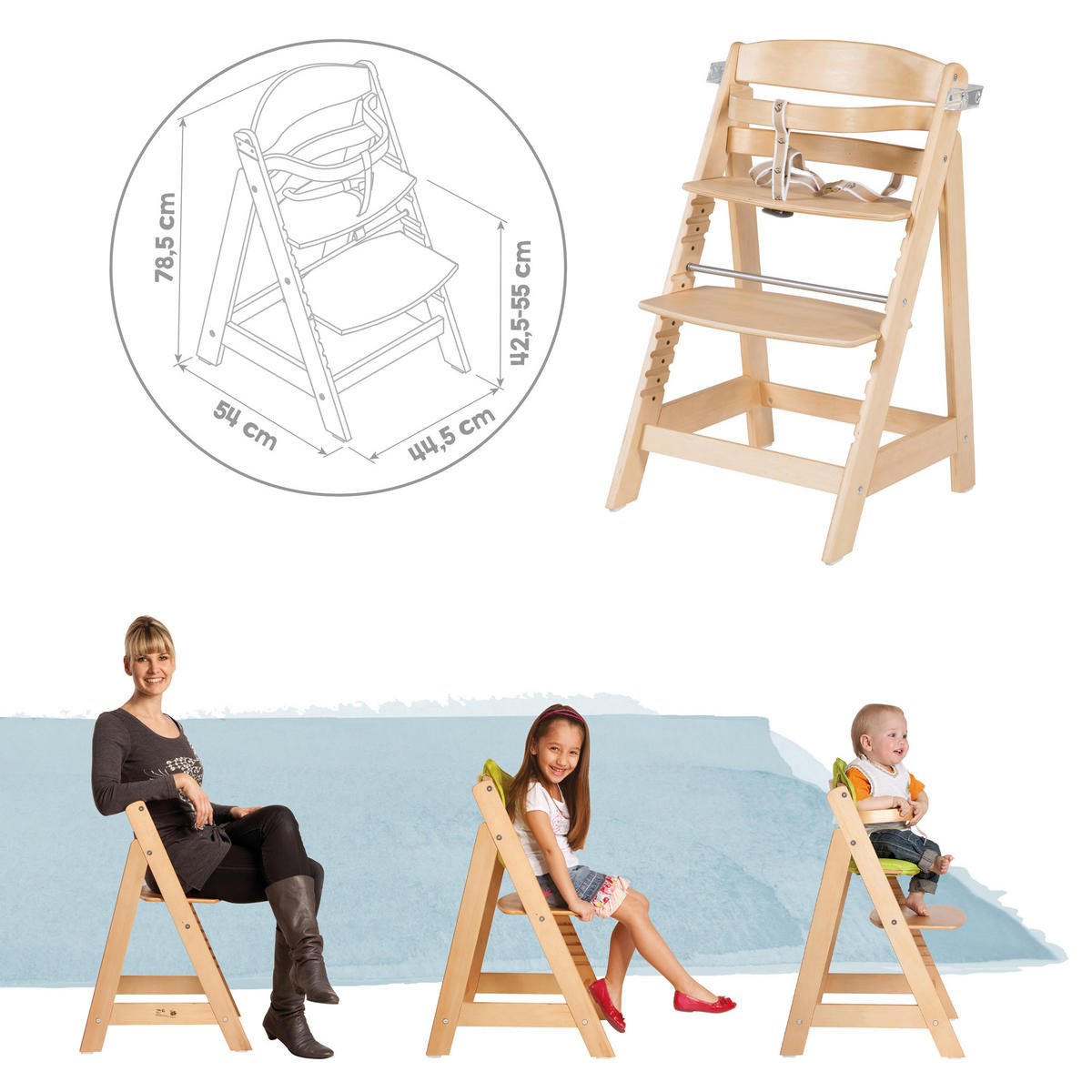 KINDERHOCHSTUHL - Sit Up 'CLICK & FUN' - natur lackiert - Naturfarben, Holzwerkstoff (50/80/54cm) - Roba