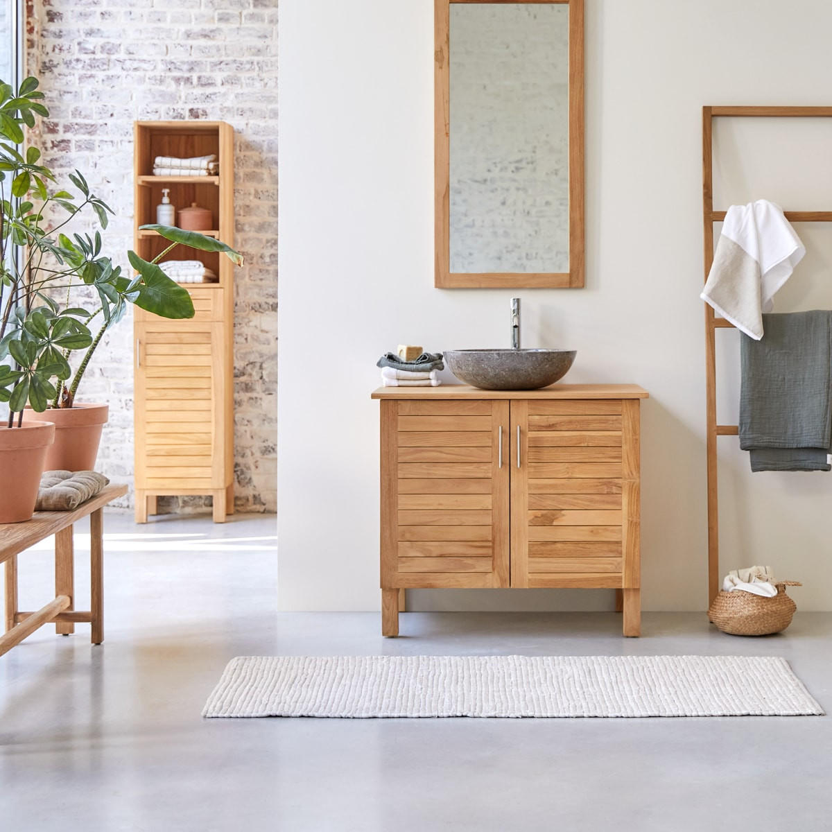 WASCHTISCHUNTERSCHRANK Soho Natur aus Teak - Naturfarben, Holz (85/75/55cm) - Tikamoon