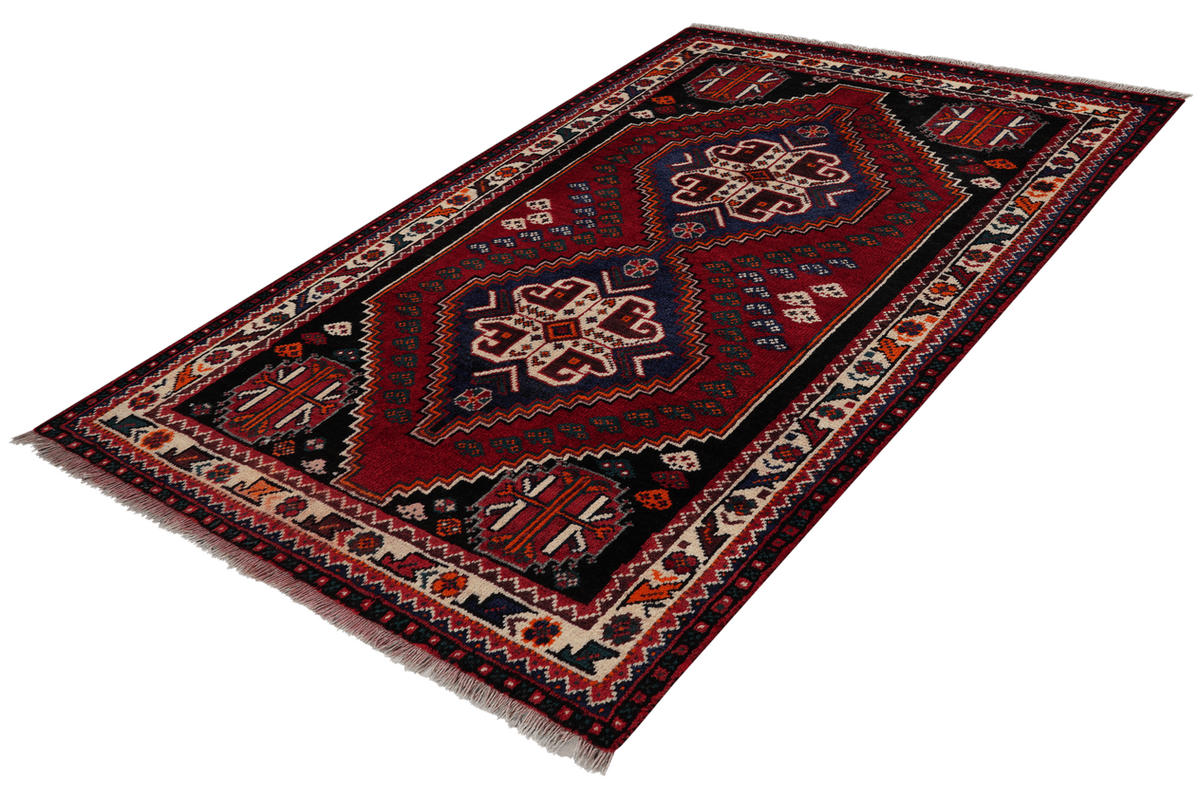 ORIENTTEPPICH handgeknüpft Gashgai Rot, Blau 153/104 cm Schurwolle - Blau/Rot, Textil (104/153cm) - Looma