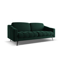 3-SITZER SOFA Samt Stoff Grün - Dunkelgrün/Schwarz, Textil/Metall (202/80/95cm) - Makamii