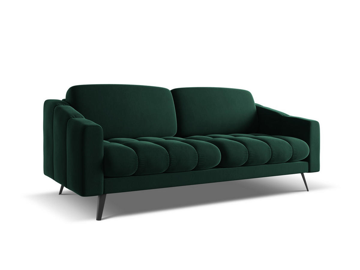 3-SITZER SOFA Samt Stoff Grün - Dunkelgrün/Schwarz, Textil/Metall (202/80/95cm) - Makamii