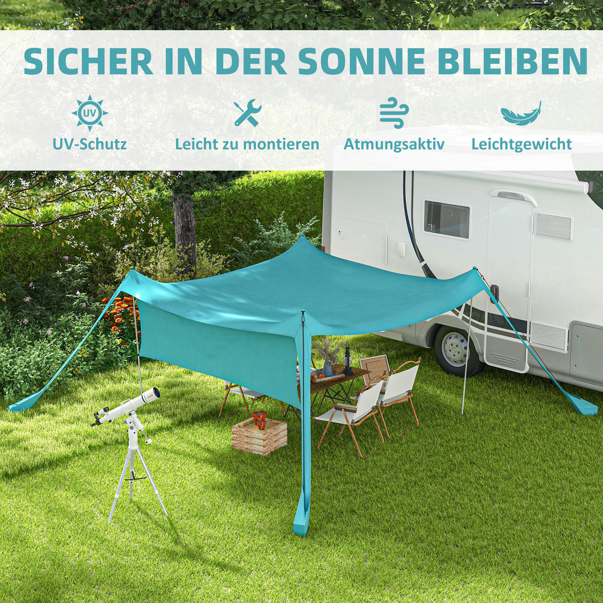 GARTENZELT Himmelblau, Polyammoniak, Stahl - Hellblau, Metall (300/300cm) - Outsunny