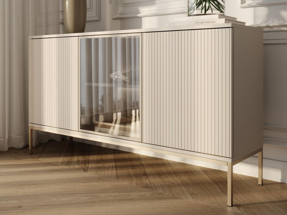 KOMMODE Kaschmir 154/83/39 cm Deo - Kaschmir/Champagner, Naturmaterialien/Glas (154/83/39cm) - Graingold