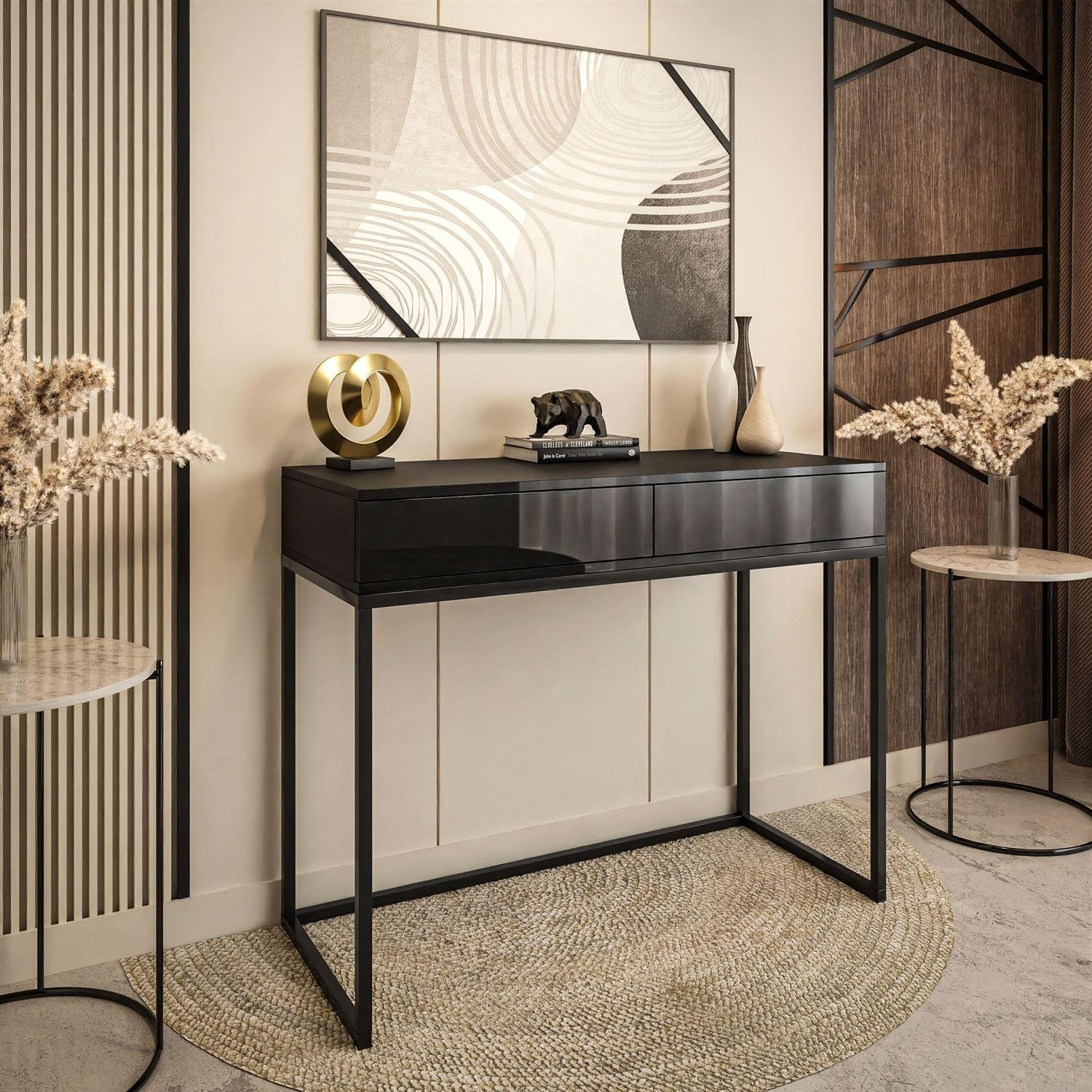 KONSOLE BLANCO LOFT II Schwarz Hochglanz PUSH OPEN - Schwarz Hochglanz/Schwarz, Holzwerkstoff (42/100/81cm) - Lookway