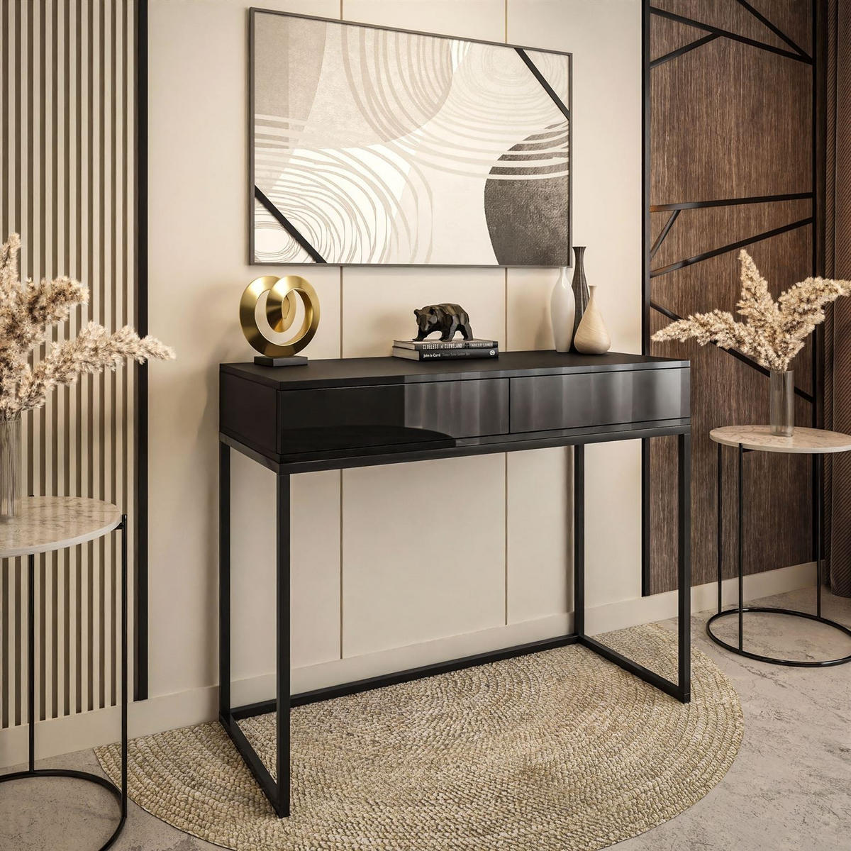 KONSOLE BLANCO LOFT II Schwarz Hochglanz PUSH OPEN - Schwarz Hochglanz/Schwarz, Holzwerkstoff (42/100/81cm) - Lookway