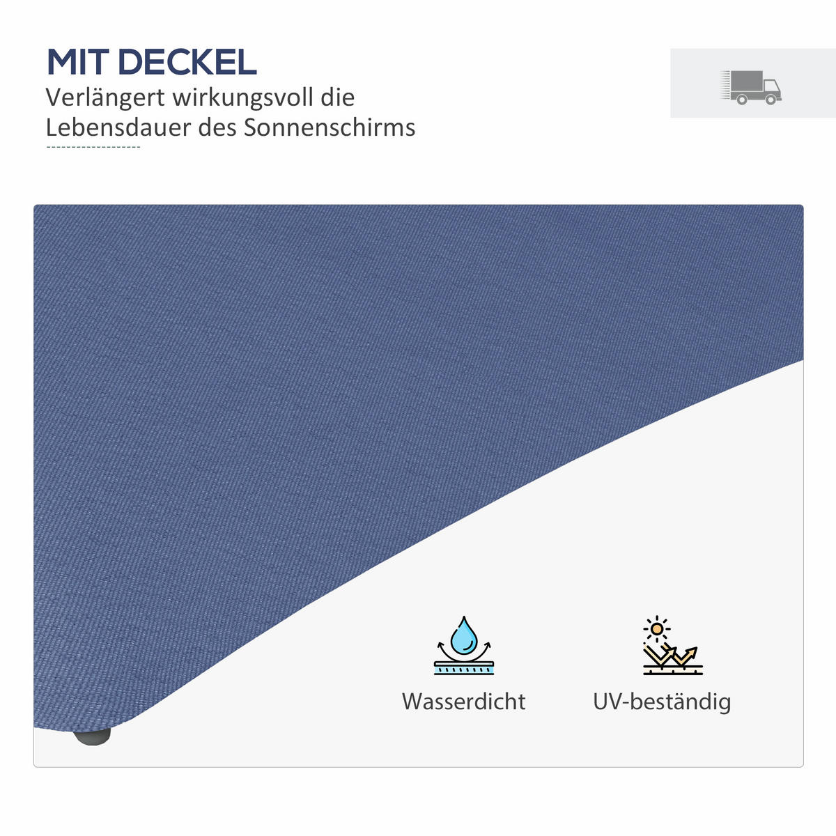 SONNENSCHIRM, Stahl, Polyesterstoff, Blau - Blau, Metall (290/290cm) - Outsunny