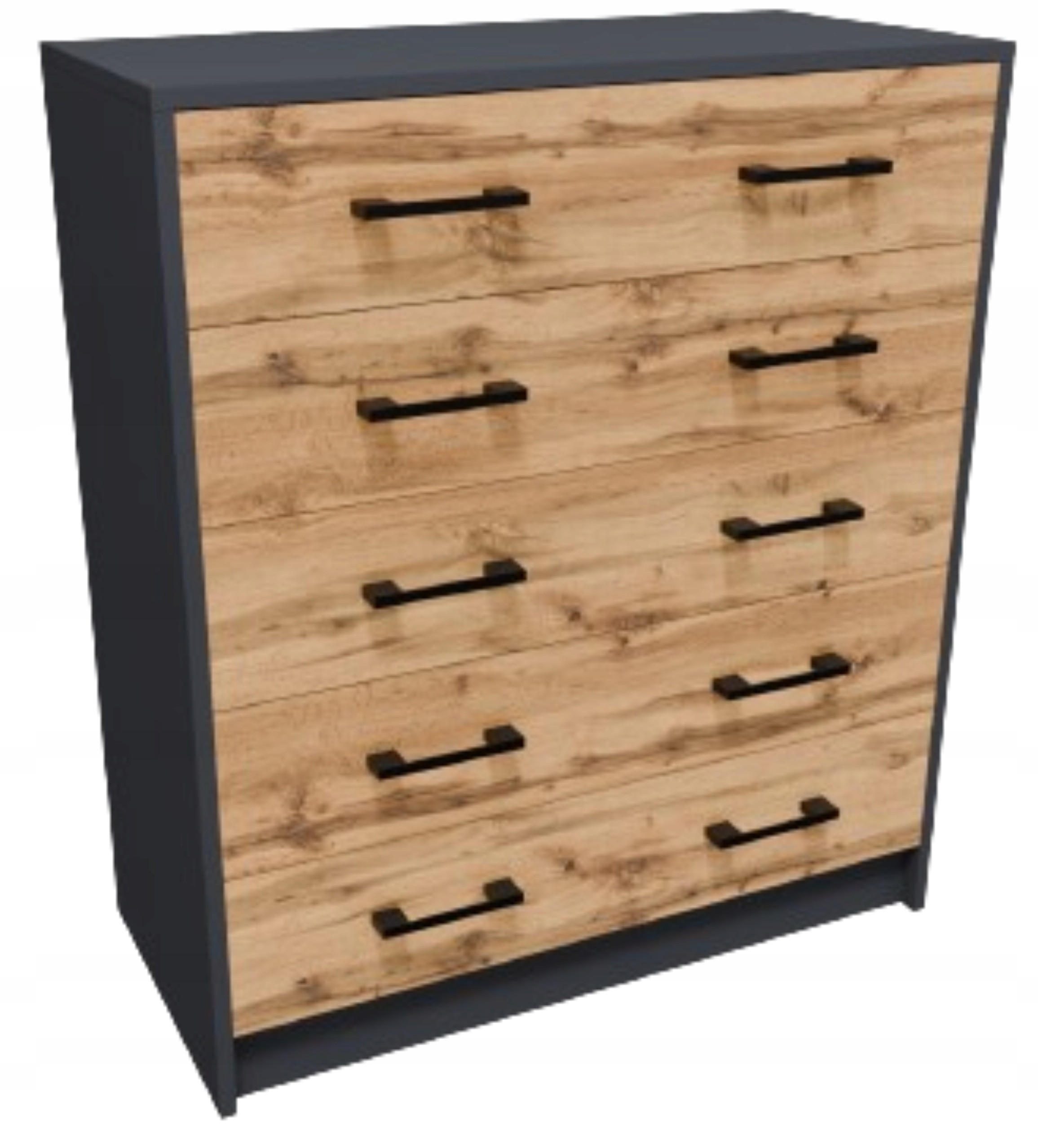 KOMMODE 5S Anthrazit-Wotan Eiche 74/35/85 cm mit 5 Schubladen - Anthrazit/Eiche Wotan, Holzwerkstoff (74/85/35cm) - Matkam Möbel