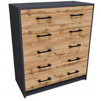 KOMMODE 5S Anthrazit-Wotan Eiche 74/35/85 cm mit 5 Schubladen - Anthrazit/Eiche Wotan, Holzwerkstoff (74/85/35cm) - Matkam Möbel